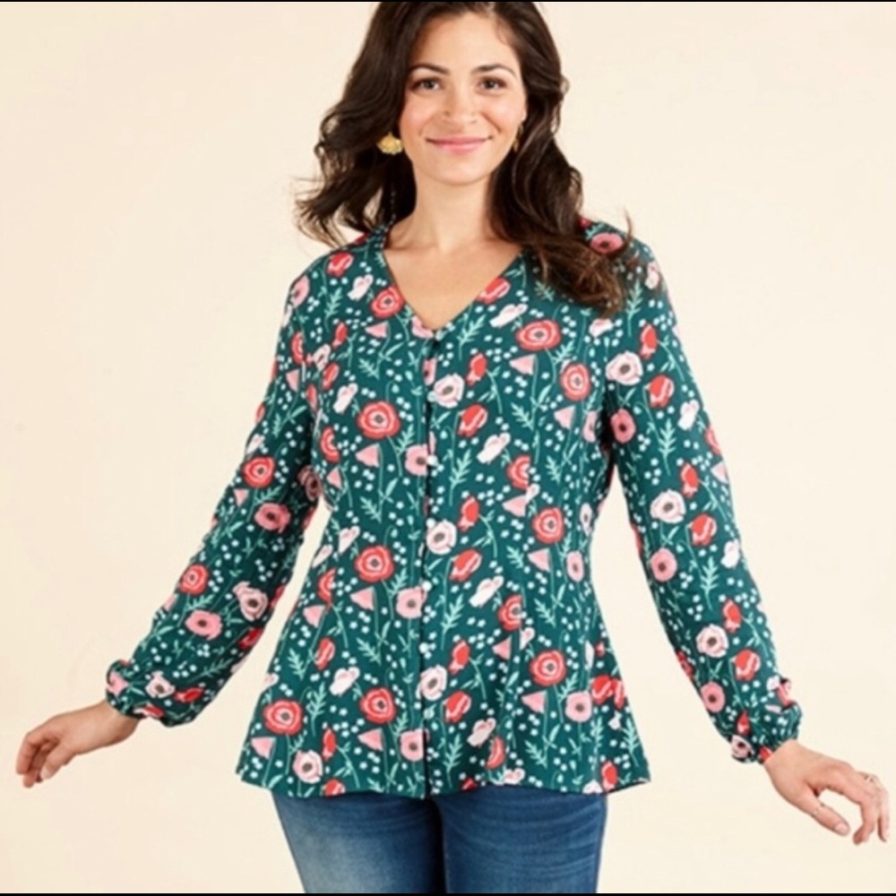Matilda Jane Green Floral Long Sleeve Blouse